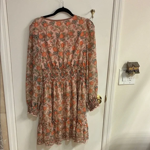NWT Max Studio Floral Long Sleeve Dress - Pink and Orange in Sz XL - Picture 10 of 14